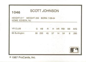 1987 ProCards #1046 Scott Johnson Back