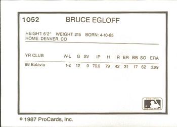 1987 ProCards #1052 Bruce Egloff Back
