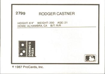 1987 ProCards #2799 Rodger Castner Back
