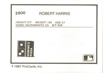 1987 ProCards #2800 Robert Harris Back