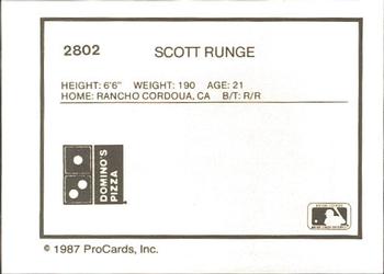 1987 ProCards #2802 Scott Runge Back