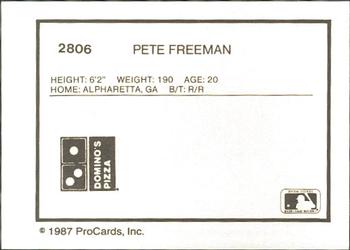 1987 ProCards #2806 Pete Freeman Back