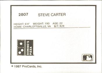 1987 ProCards #2807 Steve Carter Back