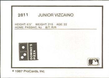 1987 ProCards #2811 Junior Vizcaino Back