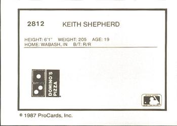 1987 ProCards #2812 Keith Shepherd Back
