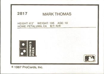 1987 ProCards #2817 Mark Thomas Back