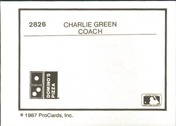 1987 ProCards #2826 Charlie Green Back