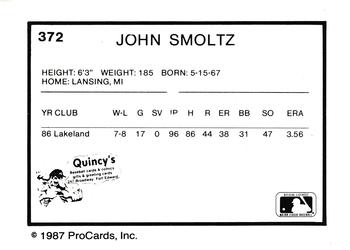 1987 ProCards #372 John Smoltz Back