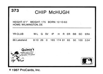 1987 ProCards #373 Chip McHugh Back