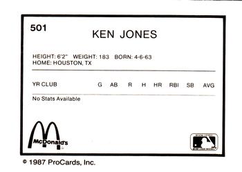 1987 ProCards #501 Ken Jones Back