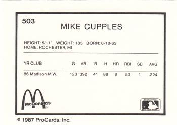 1987 ProCards #503 Mike Cupples Back