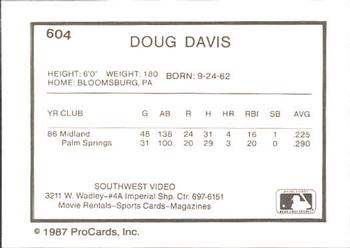 1987 ProCards #604 Doug Davis Back