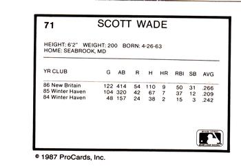 1987 ProCards #71 Scott Wade Back