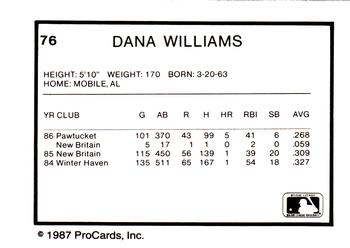 1987 ProCards #76 Dana Williams Back