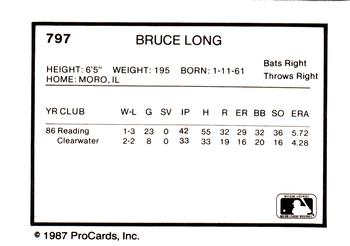 1987 ProCards #797 Bruce Long Back