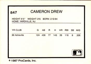 1987 ProCards #847 Cameron Drew Back