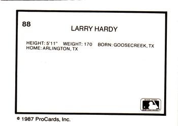 1987 ProCards #88 Larry Hardy Back