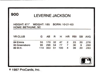 1987 ProCards #900 Leverne Jackson Back