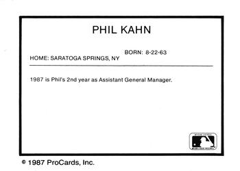 1987 ProCards #NNO Phil Kahn Back