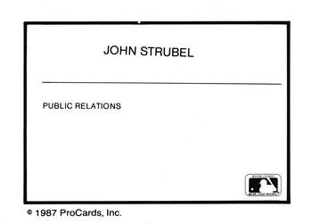 1987 ProCards #NNO John Strubel Back