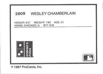 1987 ProCards #2809 Wes Chamberlain Back