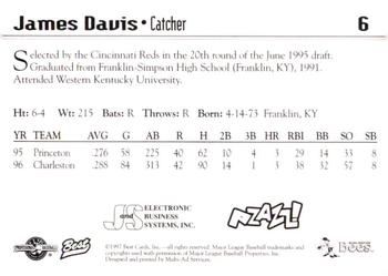 1997 Best Burlington Bees #6 James Davis Back