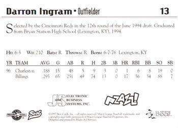 1997 Best Burlington Bees #13 Darron Ingram Back