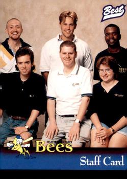 1997 Best Burlington Bees #30 Staff Card Front