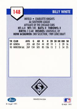 1991 Line Drive AA #148 Billy White Back