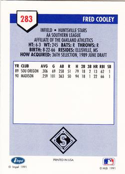 1991 Line Drive AA #283 Fred Cooley Back