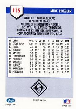 1991 Line Drive AA #115 Mike Roesler Back