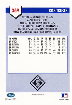 1991 Line Drive AA #369 Rick Trlicek Back