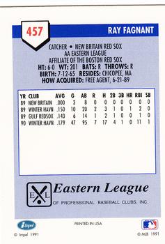 1991 Line Drive AA #457 Ray Fagnant Back