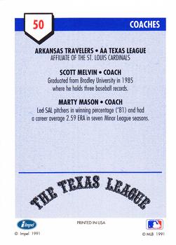 1991 Line Drive AA #50 Scott Melvin / Marty Mason Back