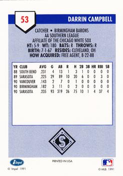 1991 Line Drive AA #53 Darrin Campbell Back