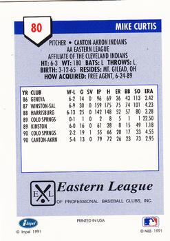 1991 Line Drive AA #80 Mike Curtis Back