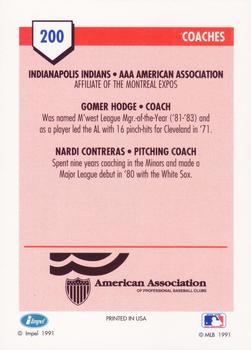 1991 Line Drive AAA #200 Gomer Hodge / Nardi Contreras Back