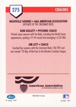 1991 Line Drive AAA #275 Don Gullett / Jim Lett Back