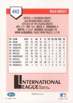 1991 Line Drive AAA #442 Rico Rossy Back