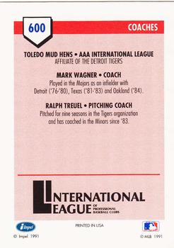 1991 Line Drive AAA #600 Mark Wagner / Ralph Treuel Back