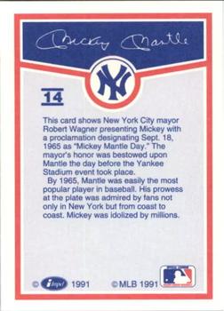 1991 Line Drive Mickey Mantle #14 Mickey Mantle Back