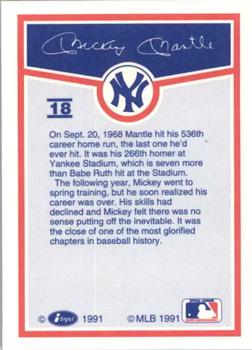 1991 Line Drive Mickey Mantle #18 Mickey Mantle Back