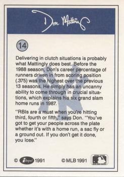 1991 Line Drive Don Mattingly #14 Don Mattingly Back
