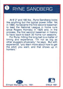 1991 Line Drive Ryne Sandberg #1 Ryne Sandberg / Catching pop up Back