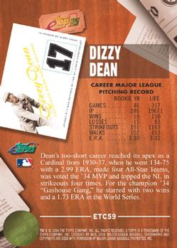 2004 Topps eTopps Classic #ETC59 Dizzy Dean Back