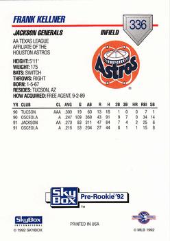 1992 SkyBox Team Sets AA #336 Frank Kellner Back