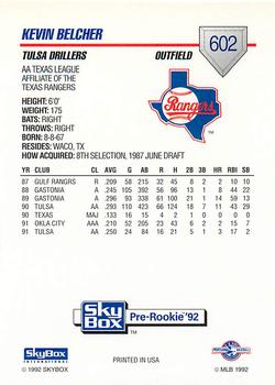 1992 SkyBox Team Sets AA #602 Kevin Belcher Back