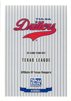 1992 SkyBox Team Sets AA #NNO Tulsa Drillers Checklist Front