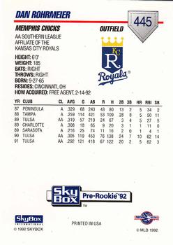 1992 SkyBox Team Sets AA #445 Dan Rohrmeier Back