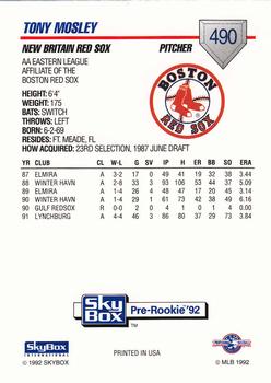 1992 SkyBox Team Sets AA #490 Tony Mosley Back